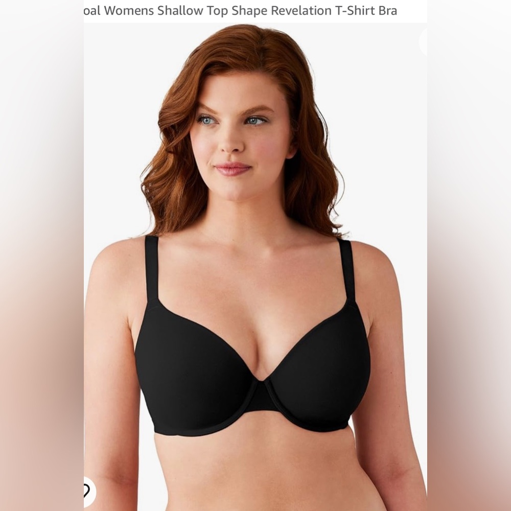 NWT $76 Wacoal Black 32C‎ Wacoal Womens Shallow Top Shape Revelation T-Shirt Bra
